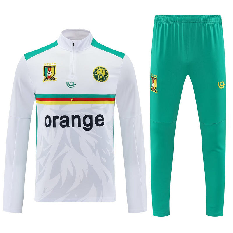 25-26 Cameroon White Football Tracksuits Long Jacket Suits