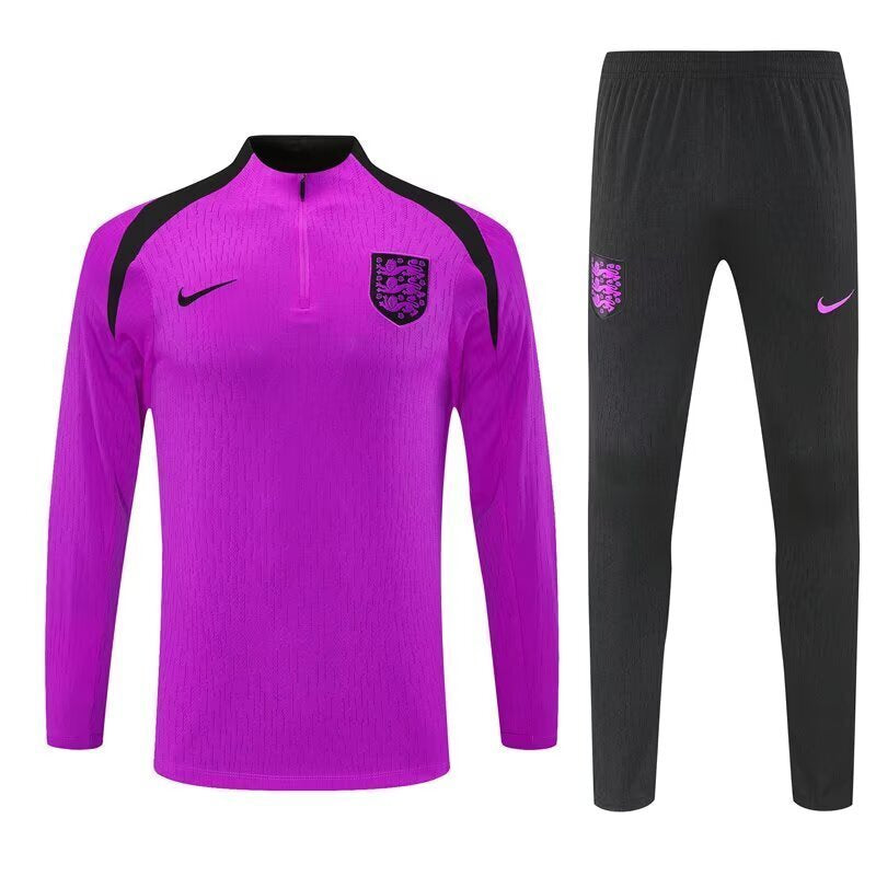 25-26 England Purple Training Kits Long Football Tracksuits