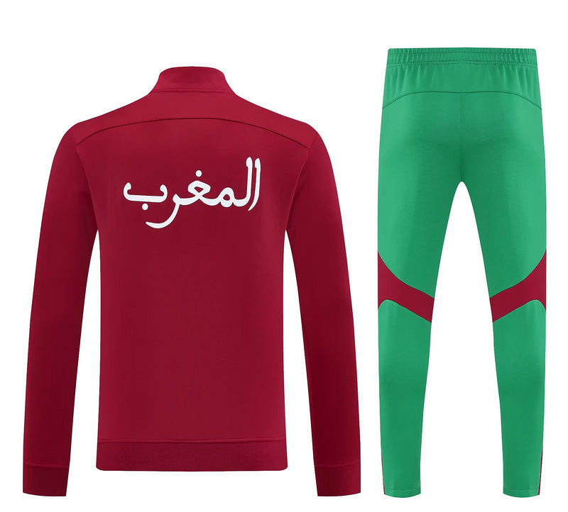 25-26 Morocco Red Football Tracksuit Long Jacket Suits