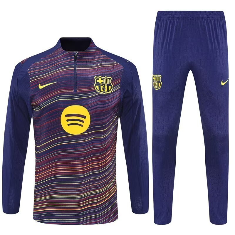 25-26 Barcelona Navy Training Kits Long Football Tracksuits