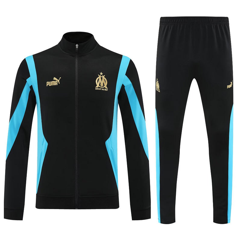 25-26 Marseille Black Football Tracksuit (Long)